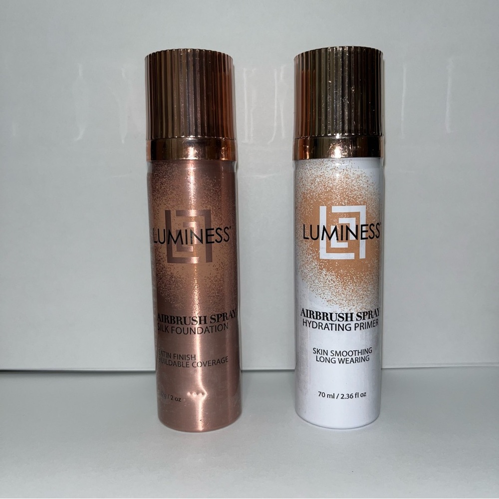 Luminess Airbrush Spray Silk Foundation & Buffing Brush Kit Shade Light Warm 060